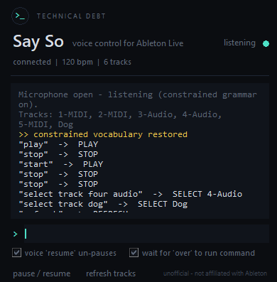 Say So voice control interface